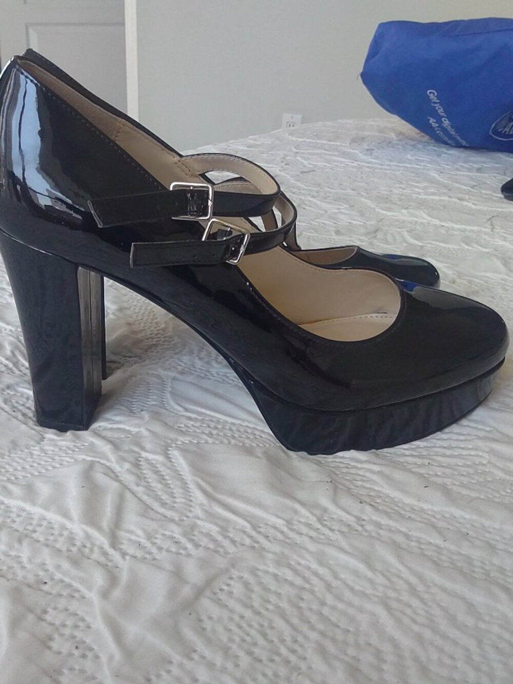 Jessica Simpson black patent leather double strap Mary Jane pumps size 9  $30